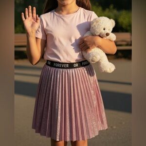 H&M Metallic Pink A-Line Skirt